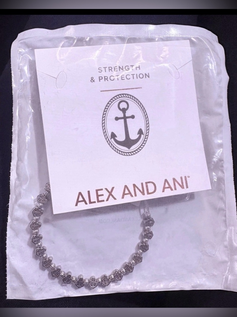 ALEX AND ANI Anchor Dangle Beaded Adjustable Silver Nautical Charm Bracelet